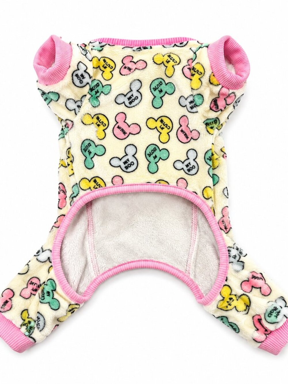 Disney Mickey & Friends Dog Pajamas Medium Pink Fleece Pet PJs Love Print NWT - Picture 2 of 6